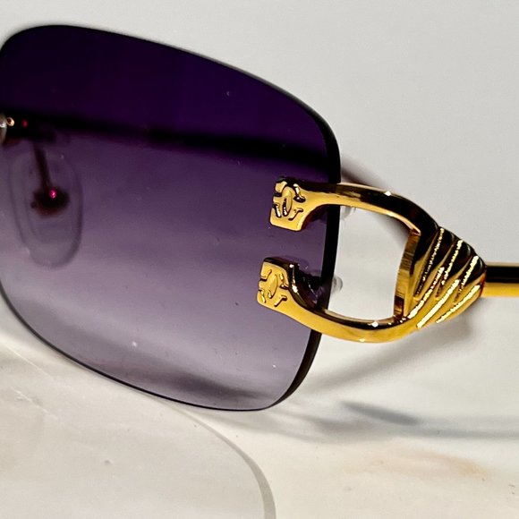 Bonano Venician Rimless Gold Frames Sunglasses Glasses Vintage Designer - Picture 6 of 6